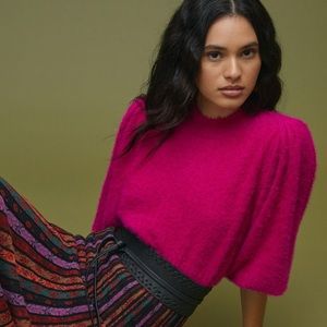 Anthropologie Callahan Mock Neck Eyelash Sweater in Pink